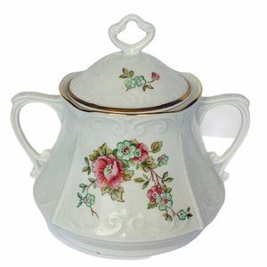 Chodziez Poland antique sugar bowl glassware roses